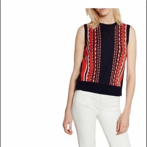 Equipment Womens Blue/Red striped Sweater Top Sz M